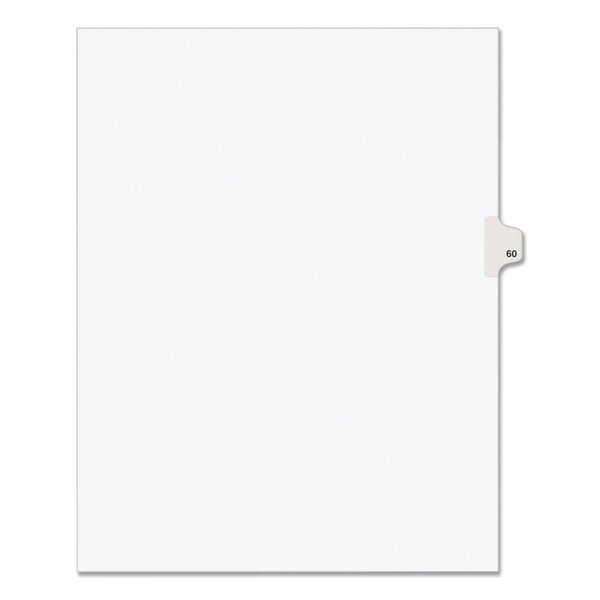 Avery Dennison Numerical Index Tab-60, 8-1/2 x 11", White, PK25 01060